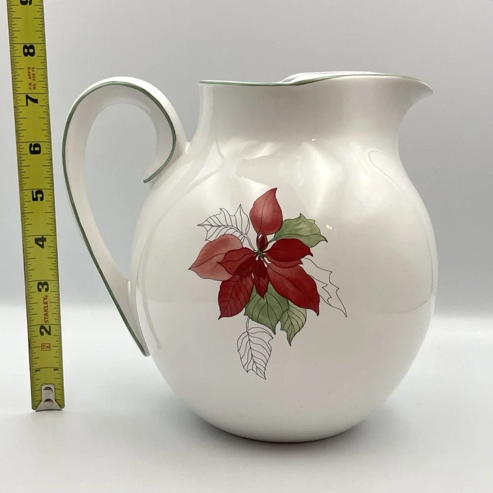 Vintage 1982‎ Block BERNARDA Portugal Poinsettia Watercolors Pitcher Christmas